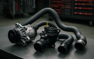 BMW E90 cooling system components — water pump