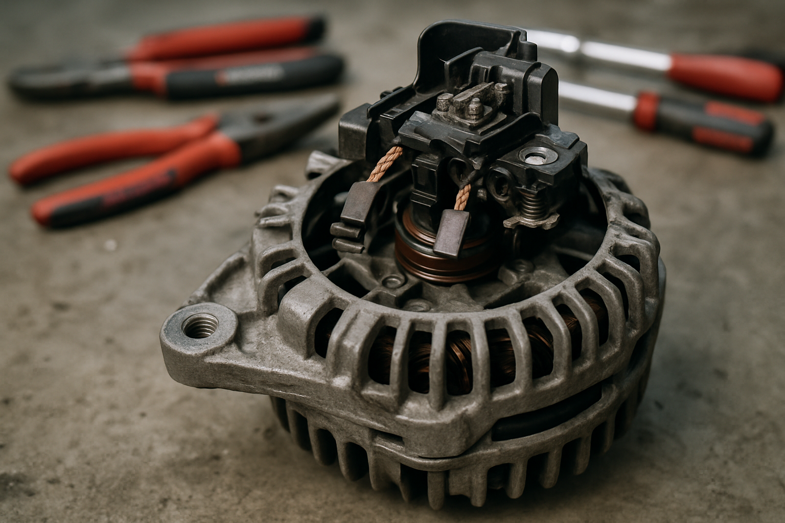 a disassembled alternator from a Renault Captur 0.9 TCe H4Bt engine