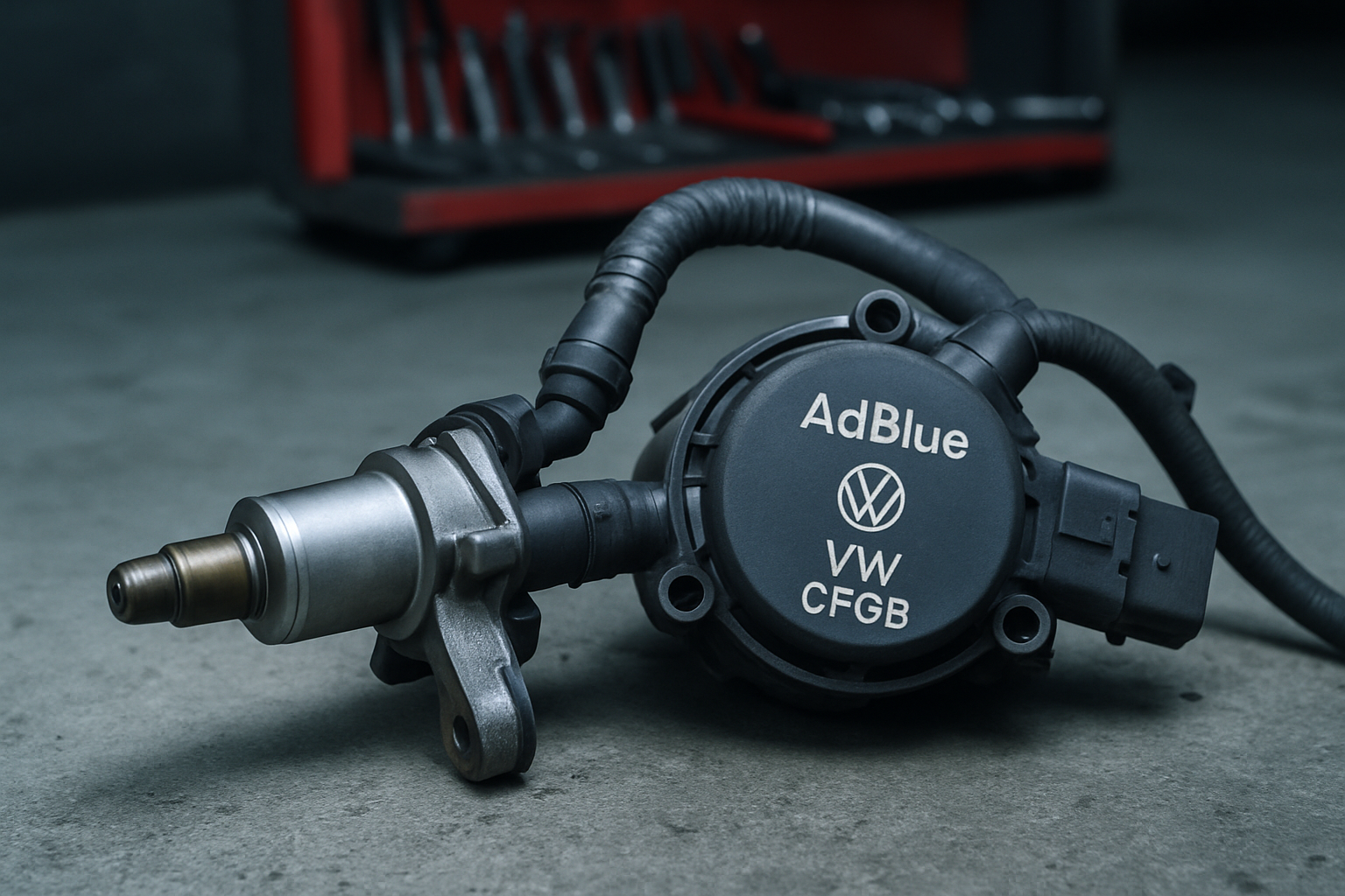 AdBlue injector and pump assembly from a Volkswagen 2.0 TDI CFGB engine