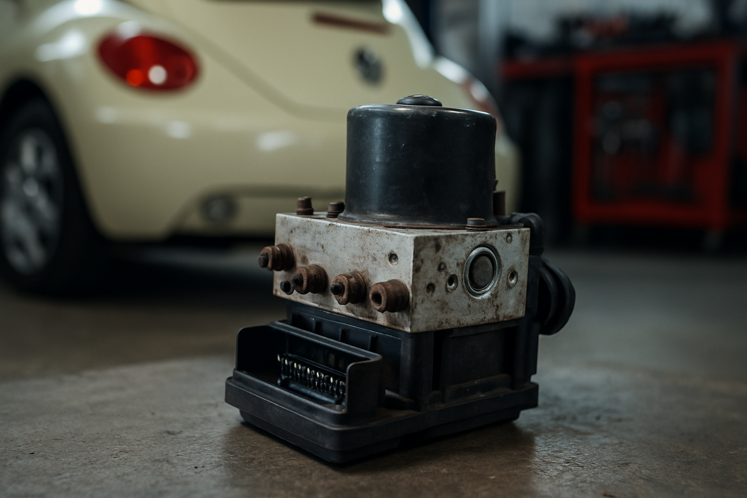 Bosch 9.0 ABS pump unit removed from a Volkswagen Beetle 2