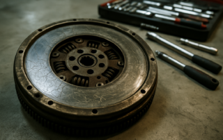 worn dual-mass flywheel LuK removed from a BMW E90