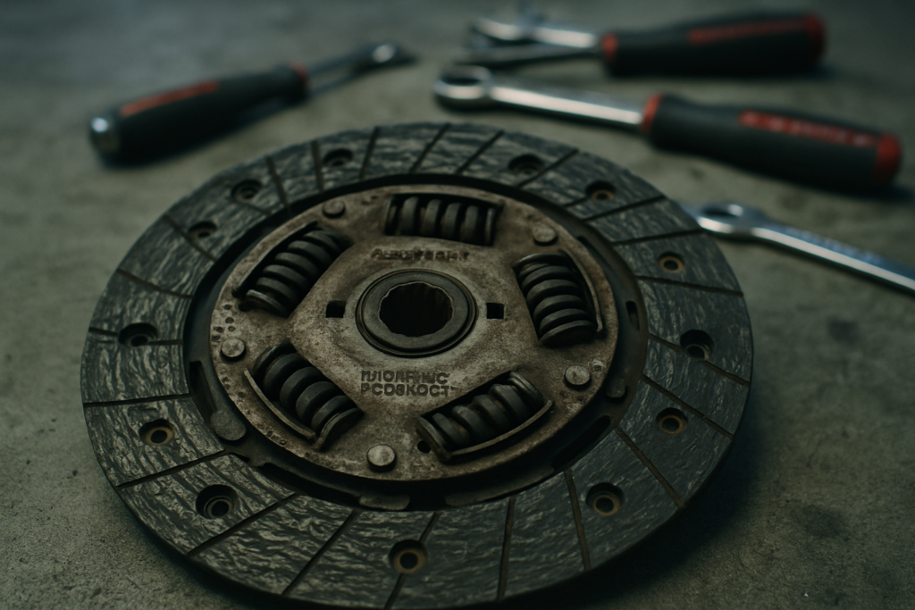 worn BorgWarner clutch disc from a Ford Focus 1.0 EcoBoost engine