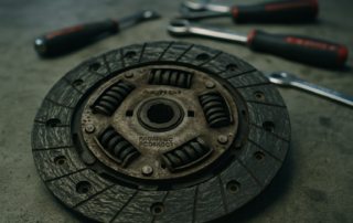 worn BorgWarner clutch disc from a Ford Focus 1.0 EcoBoost engine