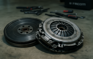 LuK dual-mass flywheel and clutch kit removed from a Land Rover Discovery Sport Ingenium diesel engine