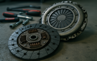 worn LuK clutch disc and pressure plate from an Iveco Daily 35C15