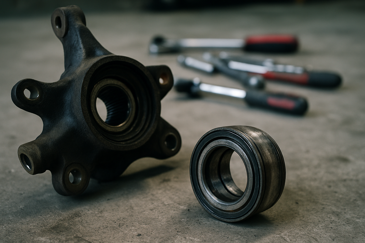 worn wheel bearing removed from a Renault Kangoo II hub
