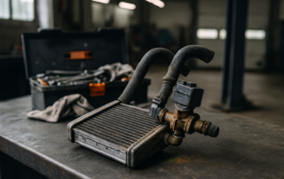Radiateur chauffage habitacle Renault Kangoo II démonté avec durites usées