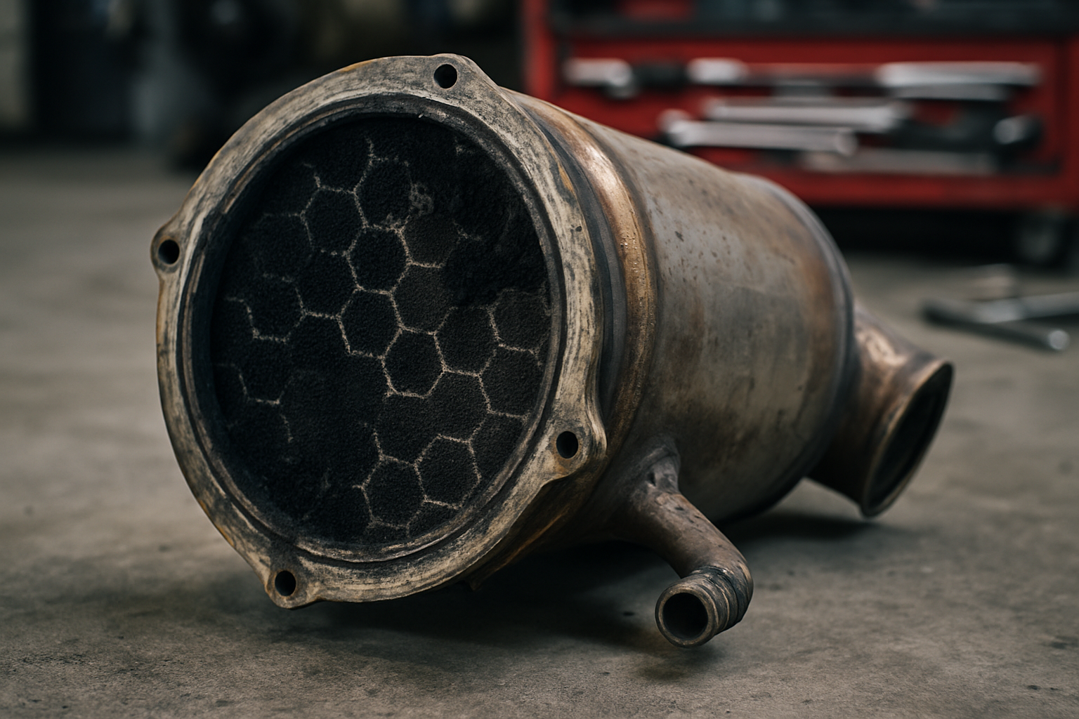 clogged diesel particulate filter (FAP/DPF) removed from a TDI engine