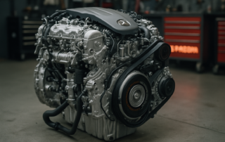 Mercedes M256 3.0L engine with 48V belt-integrated starter-generator unit visible