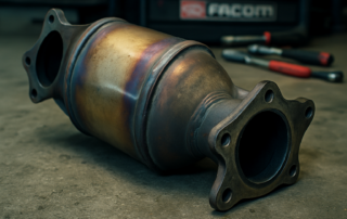 a diesel catalytic converter removed from a Peugeot 207 1.6 HDi exhaust system