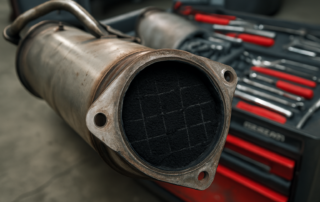 clogged diesel particulate filter (FAP) removed from an Audi A3 2.0 TDI