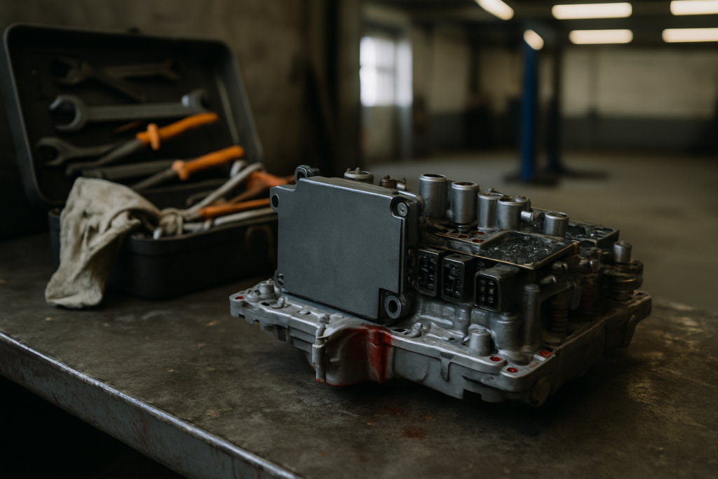 Boîte DSG7 Volkswagen Passat P17BF mécatronique sur établi atelier