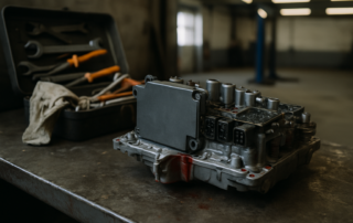 Boîte DSG7 Volkswagen Passat P17BF mécatronique sur établi atelier