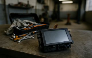 Écran tactile Peugeot 208 2012 démonté pour diagnostic