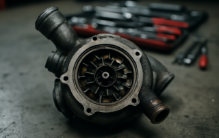 defective BMW N57 diesel turbocharger removed from engine