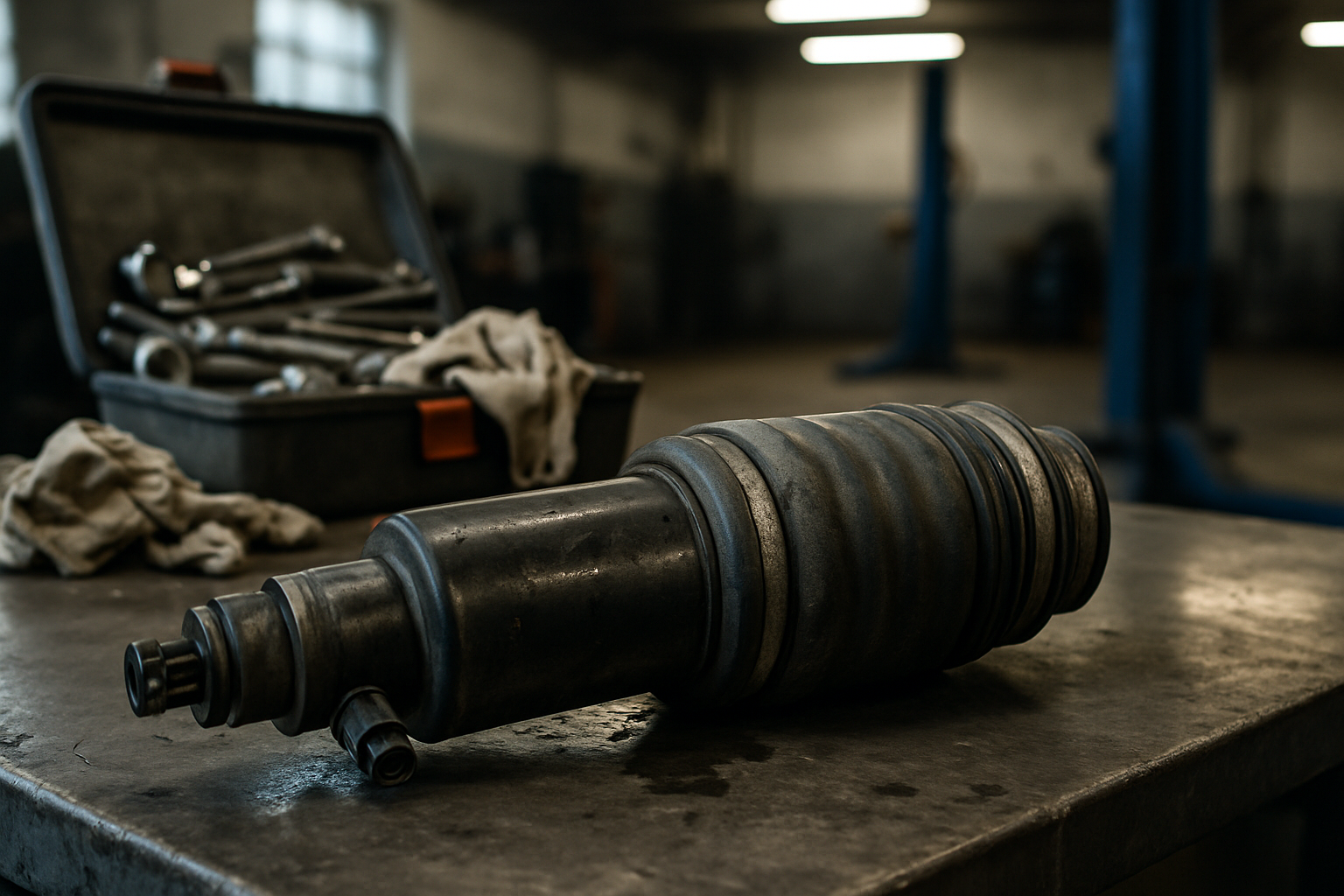 Amortisseur Mercedes suspension pneumatique Airmatic démonté sur établi