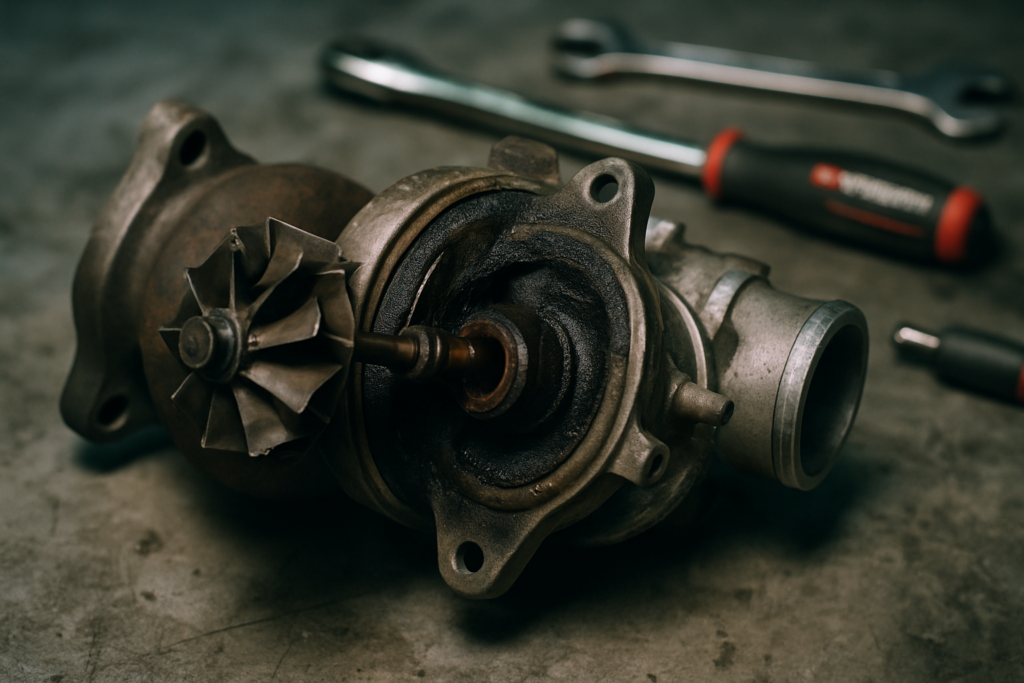 a disassembled turbocharger from a Renault 1.2 TCe engine