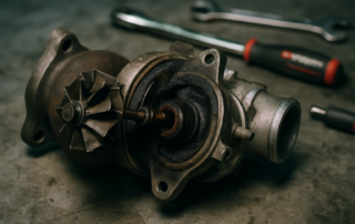 a disassembled turbocharger from a Renault 1.2 TCe engine