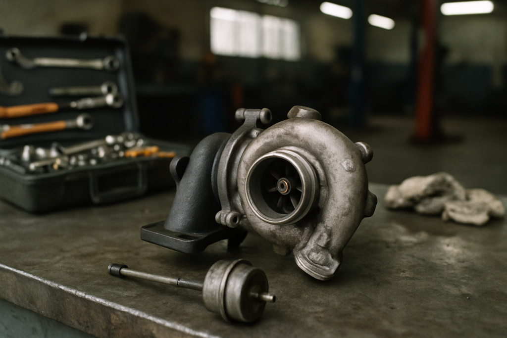 Turbo Ford Fiesta 1.0 EcoBoost défaillant sur établi atelier mécanique