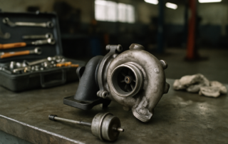 Turbo Ford Fiesta 1.0 EcoBoost défaillant sur établi atelier mécanique
