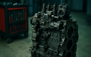 Volkswagen 1.9 TDI engine block with unit injector pump visible on top