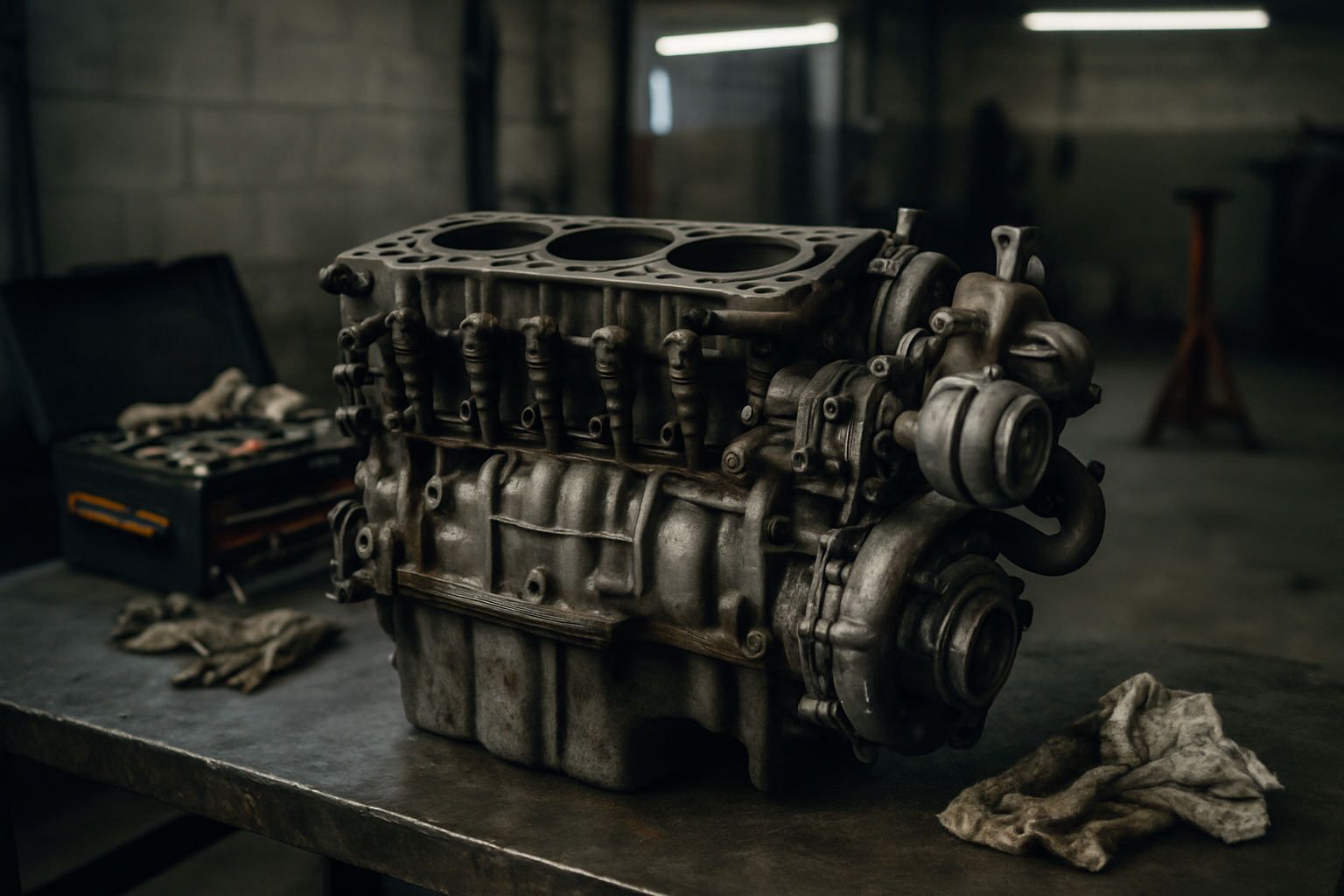 Moteur essence N13 BMW Série 1 F21 118i démonté sur établi atelier