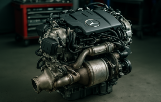 Mercedes OM654 diesel engine with EGR valve and DPF filter visible