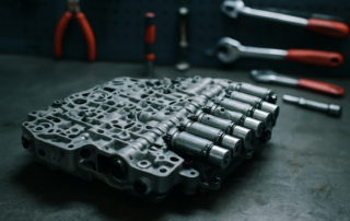 Ford Raptor 2018 automatic transmission 10R80 valve body removed on a workbench
