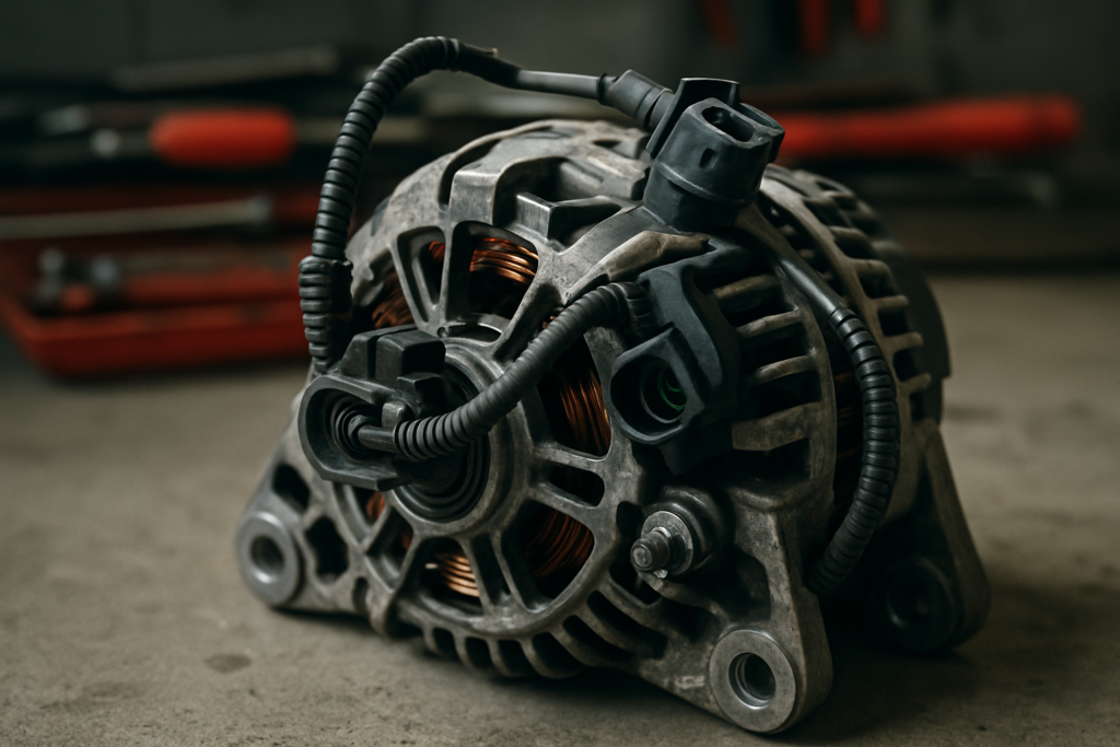 Valeo TG11C077 alternator removed from a Renault Kangoo 1.5 dCi engine bay