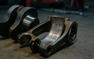 crankshaft connecting rod with worn bearing shells from a Renault 2.5 dCi G9U engine