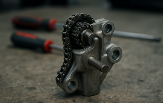 hydraulic timing chain tensioner from a Fiat Ducato 2.3 Multijet F1AE3481D engine