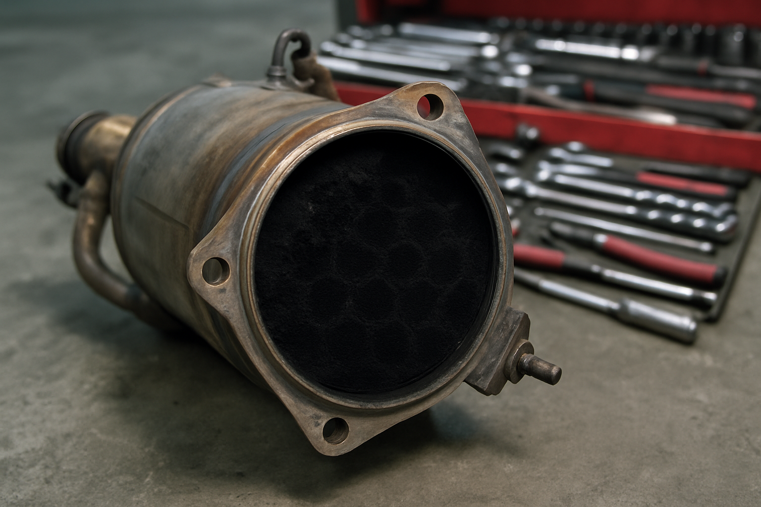 clogged diesel particulate filter (FAP) removed from a Fiat Ducato Euro 6