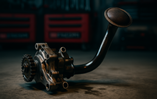 oil pump and oil strainer removed from a Ford 1.0 EcoBoost engine