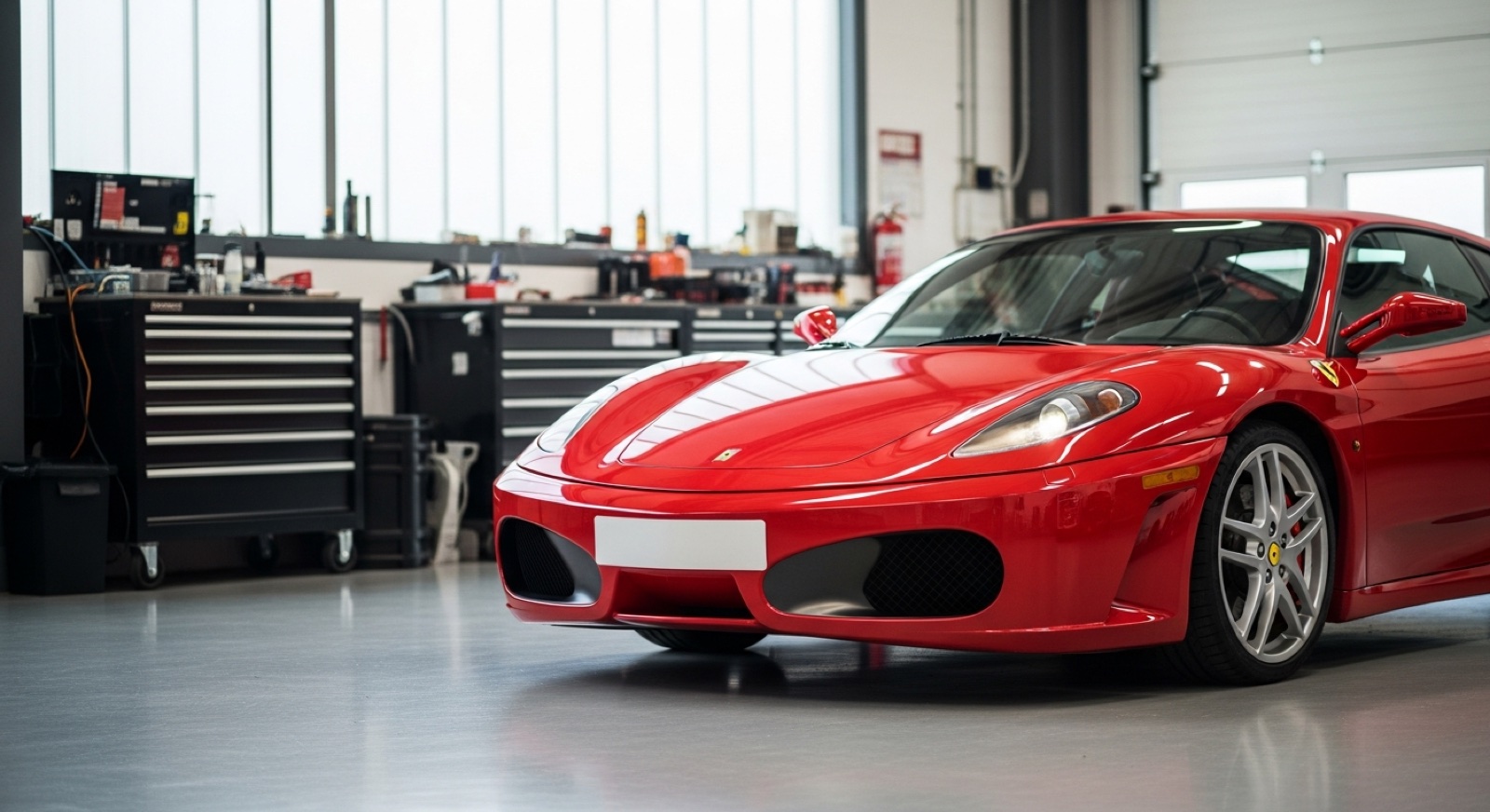 Ferrari F430 rouge dans l atelier Cars One a Riedisheim pres de Mulhouse